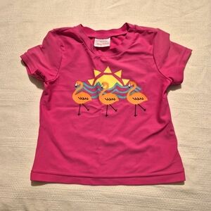 Hanna Andersson girls size 130 or 8 pink swim rash guard with flamingos VGUC